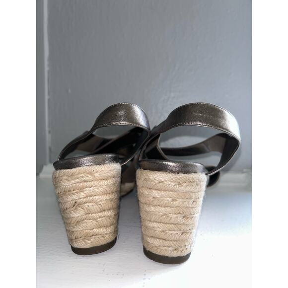 Vionic Ainsleigh St John Dark Metallic Taupe Leather 3" Platform Wedges Sandals - Picture 7 of 8